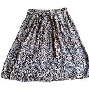 Concepts New York Women’s Pink/Blue Floral Zip Up Skirt with Tie Belt L EUC